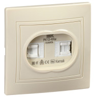 KVARTA Розетка 2-местная компьютерная РК12-ККм кремовый IEK