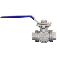 Кран шаровый трехходовой Newkey (T-тип) нержавеющий DN10 PN64