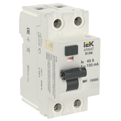 Выключатель дифференциального тока IEK ARMAT R10N 2P 40А 100мА тип A