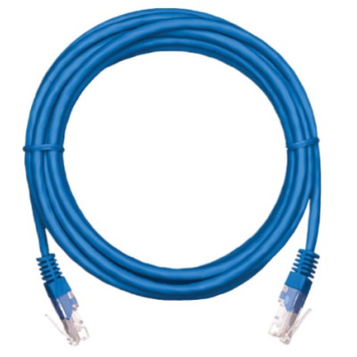 Коммутационный шнур NETLAN U/UTP 4 пары, Кат.5е (Класс D), 100МГц, 2хRJ45/8P8C, T568B, заливной, многожильный, BC (чистая медь), PVC нг(B), синий, 10м, уп-ка 5шт.