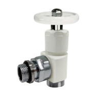 Угловой вентиль SR Rubinetterie 1/2" x 24/19 ручной, преобразуемый в термостатический. белый