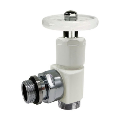 Угловой вентиль SR Rubinetterie 1/2" x 24/19 ручной, преобразуемый в термостатический. белый