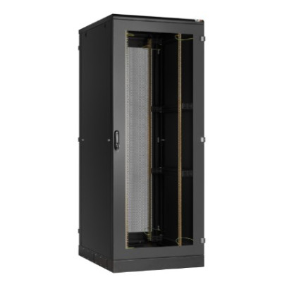 Напольный шкаф 19", 42U, двери перфорированные, одностворчатая и двустворчатая, металлические стенки, Ш800хВ2010хГ1000мм, в разобранном виде, черный