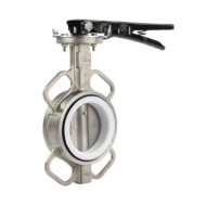 Затвор дисковый поворотный DN.ru WBV3232P-2W-Fb-H Ду50 Ру16 межфланцевый, корпус - нержавеющая сталь 316L, диск - нержавеющая сталь 316L, уплотнение - PTFE, с рукояткой, квадрат 9х9, F05
