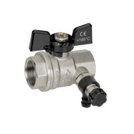 Кран Bugatti шаровой ВВ 1/2' с заглушкой 1/4" и дренажным вентилем, бабочка OREGON серия 332 полный проход