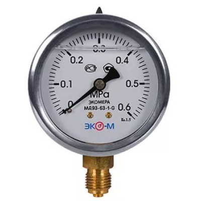 Манометр Экомера МД93-63мм 0..10МПа G1\4 (Гидрозаполненный)