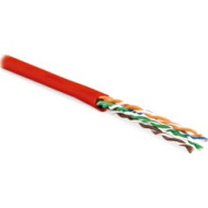 Кабель витая пара Hyperline UUTP4-C5E-P24-IN-PVC-RD-305 (305 м) неэкранированная U/UTP, категория 5e, 4 пары (24 AWG), многожильный (patсh), PVC, -20°C – +75°C, красный