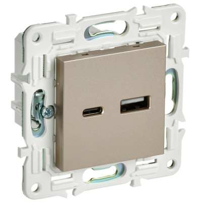 SKANDY Розетка USB A+C 18Вт SK-R13Sh шампань IEK