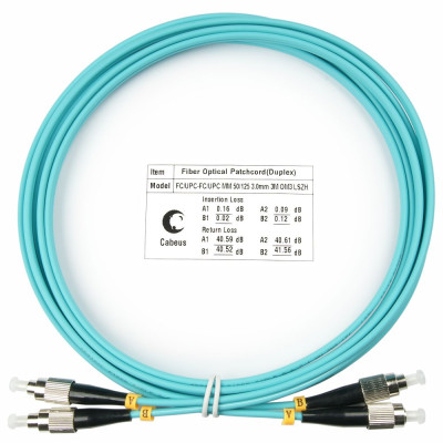 Оптический патч-корд FC-FC Cabeus FOP-50-FC-FC-3m 50/125 (ОМ3) 3 метра
