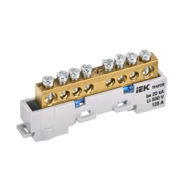 Шина IEK TEKFOR N "ноль" неизолированная на универсальном держателе 8х12-8-С