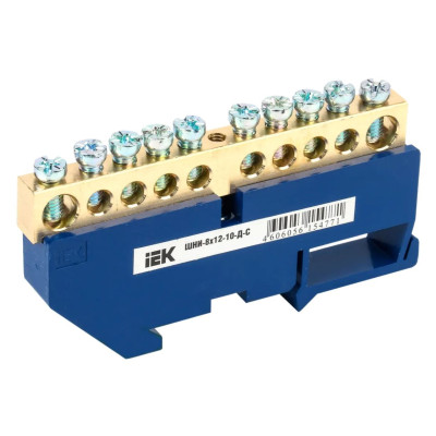 Шина N "ноль" на DIN-изол ШНИ-8х12-10-Д-С IEK