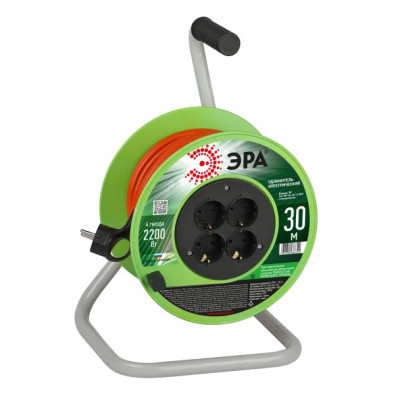 Удлинитель на катушке Эра 4х30м с заземлением RP-4e-3х1.0-30m ПВС 3х1