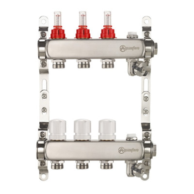 Группа коллекторная Aquasfera нержавеющая сталь расход 1" м/м 12в 3/4" ЕК н/р в/к