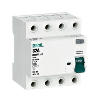 Выключатель дифференциального тока Dekraft УЗО 03-6кА-4P-032А-300-AC