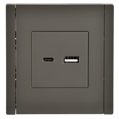FORTE&PIANO Розетка USB A+C 3,1А FP350 серый IEK