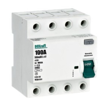 Выключатель дифференциального тока Dekraft УЗО 03-6кА-4P-100А-300-AC