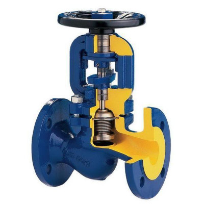 Вентиль запорный с сильфонным уплотнением V215F-065 Ду65 Ру40 фланцевый