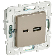 SKANDY Розетка USB A+C 3,1А SK-R14Sh шампань IEK