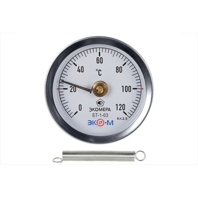 Термометр ЭКОМЕРА биметалл БТ-1-63 120С Дк63 накладной БТ-1-63-120С