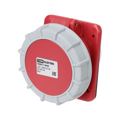 Розетка скрытой установки TDM ELECTRIC угловая IP67 32А 3Р+РЕ+N 380В