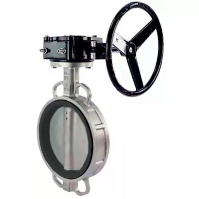 Затвор дисковый поворотный DN.ru WBV3131E-2W-Fb-R Ду300 Ру16, корпус - нержавеющая сталь 304, диск - нержавеющая сталь 304, уплотнение - EPDM, межфланцевый, с редуктором, квадрат 22х22