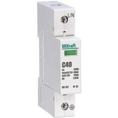 Ограничитель перенапряжения однополюсный Dekraft ОП-101 1п 40кА С 420В