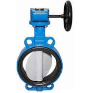 Затвор дисковый поворотный DN.ru WBV1432E-2W-Fb-R Ду400 Ру16 межфланцевый, корпус - чугун GGG50, диск - нержавеющая сталь 316L, уплотнение - EPDM, с редуктором, ISO F14, квадрат 27х27