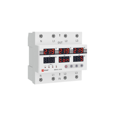Реле напряжения и тока EKF трехфазное с дисплеем MRVA-3 63A