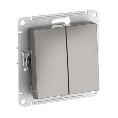 2-клавишный ПЕРЕКЛЮЧАТЕЛЬ Systeme Electric ATLASDESIGN, сх.6/2, 10АХ, быстрозажимные клеммы, СТАЛЬ