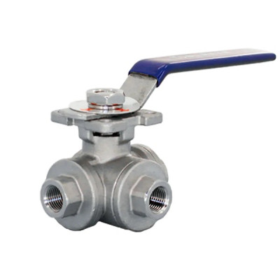 Кран шаровый трехходовой Newkey AISI304 DN20 (3/4") (CF8) PN40