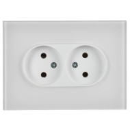 SKANDY Розетка 2-местная без заземления без защитных шторок для плоской вилки 10А SK-R03W стекло арктический белый IEK