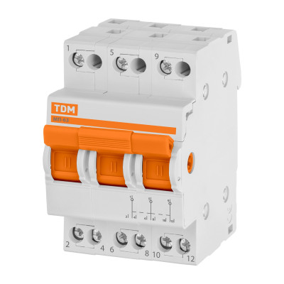 Модульный переключатель трехпозиционный TDM ELECTRIC МП-63 3P 40А