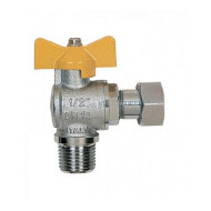 Кран Itap НВ 1/2' газовый угловой с накидной гайкой бабочка желтая