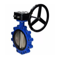 Затвор дисковый поворотный DN.ru WBV1631N-2W-Fb-R Ду300 Ру16 LUG межфланцевый, корпус - высокопрочный чугун GGG45/QT450, диск - нержавеющая сталь 304, уплотнение - NBR, с ISO-фланцем F10, квадрат 22х22, с редуктором