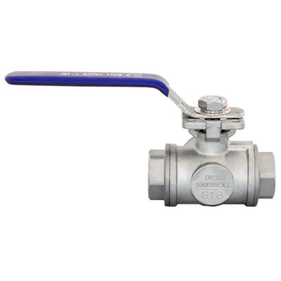 Кран шаровый трехходовой Newkey нержавеющий DN25 PN64