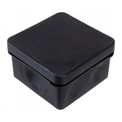 Коробка распределительная для прямого монтажа двухкомпонентная безгалогенная Промрукав (HF) черная 70х70х40