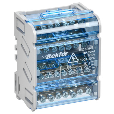 Шина IEK TEKFOR на DIN-рейку (кросс-модуль) ШНК 4х7 3L+PEN TF-DN10-4-07-100