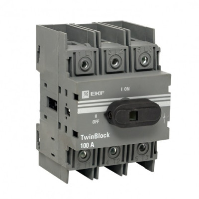 Рубильник EKF TwinBlock 100A 3P c рукояткой управления для прямой установки