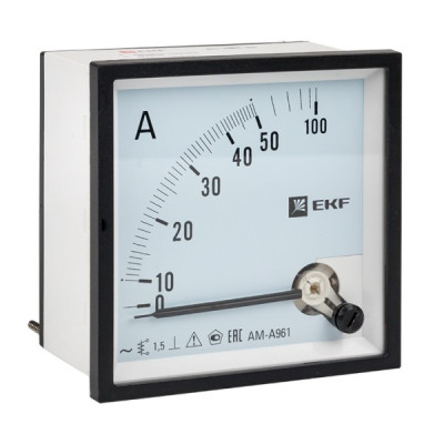 Амперметр EKF AMA-961 аналоговый на панель (96х96) квадратный вырез 50А прямое подкл. PROxima AMA-961-50