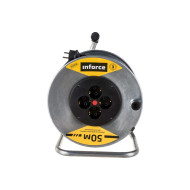 Удлинитель силовой на металлической катушке Inforce К4-Е-50ПВС 3x1.5 50м 16А 4 розетки