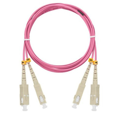 Шнур NIKOMAX волоконно-оптический, соединительный, многомодовый 50/125мкм, стандарта OM4, SC/UPC-SC/UPC, двойной, полимерный материал нг(A)-HF, 2мм, маджента, 2м