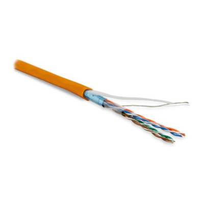 Hyperline FUTP4-C5E-P26-IN-PVC-OR-305 (305 м) Кабель витая пара, экранированная F/UTP, кат. 5e, 4 пары (26 AWG), многожильный (patch), экран - фольга, PVC, –20°C – +75°C, оранжевый