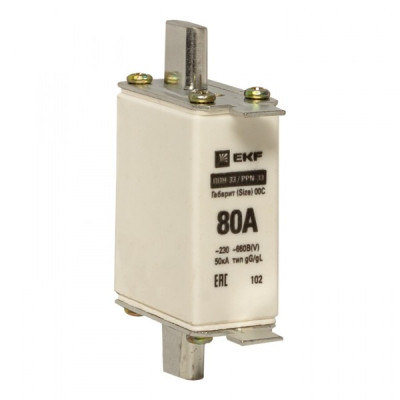 Вставка плавкая EKF PROxima ППН-33 100/80А габарит 00С