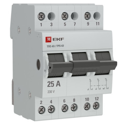 Переключатель трехпозиционный EKF ТПС-63 3P 25А PROxima