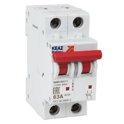 Выключатель нагрузки модульный КЭАЗ 2п 40А OptiDin BM63Р УХЛ3
