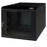 Настенный разборный шкаф TLK 19", 9U, стеклянная дверь, Ш600хВ436хГ600мм, 2 пары монтажных направляющих, черный