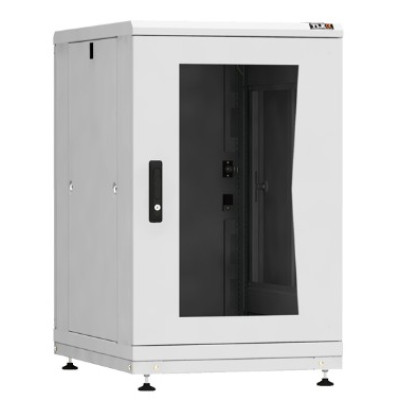 Напольный шкаф 19", 18U, стеклянная дверь, Ш600хВ943хГ800мм, в разобранном виде, серый