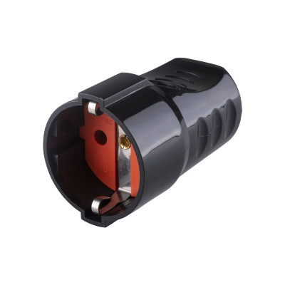 Кабельная розетка TDM ELECTRIC рифленая 2П+З 16А 250B черная