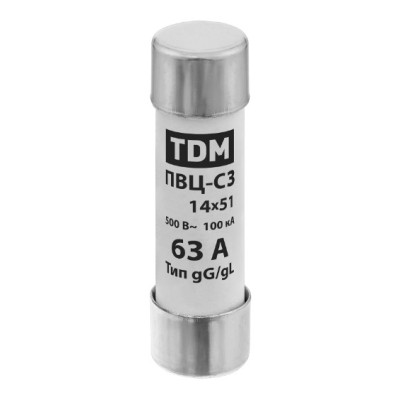 Плавкая вставка TDM ПВЦ-С3 14х51 aR (быстродействующая) 63А