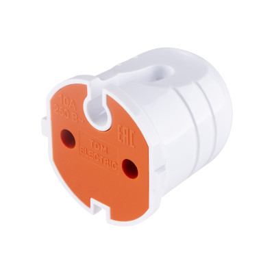 Кабельная розетка TDM ELECTRIC б/з белая с красной вставкой 10А 250B белая